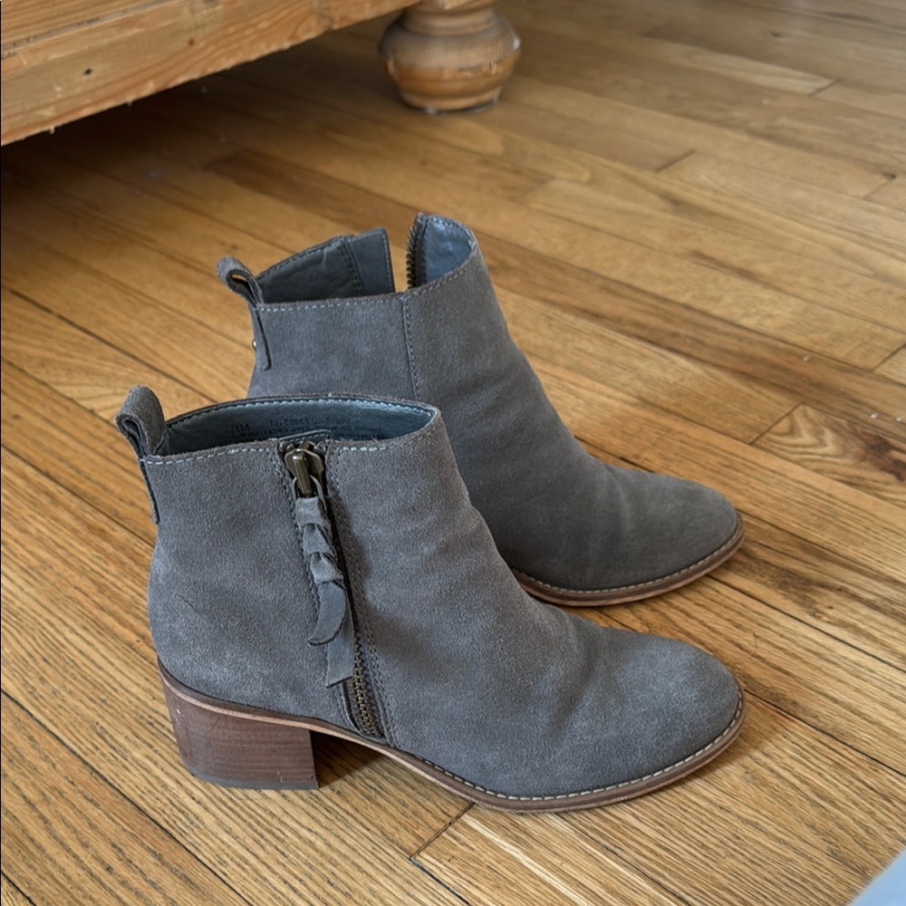 Gray Suede Ankle Boots